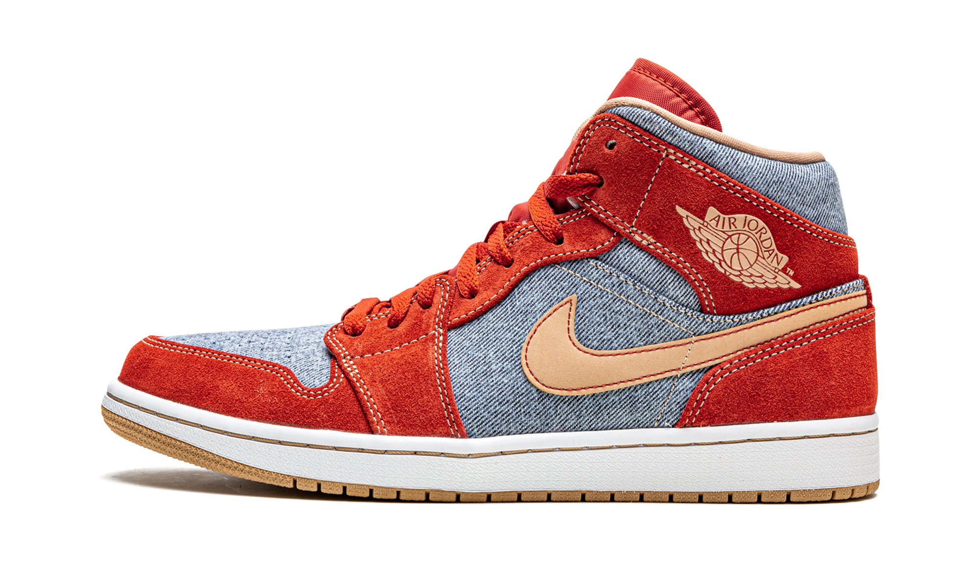 Air Jordan 1 Mid Se "denim Red Suede" - 1
