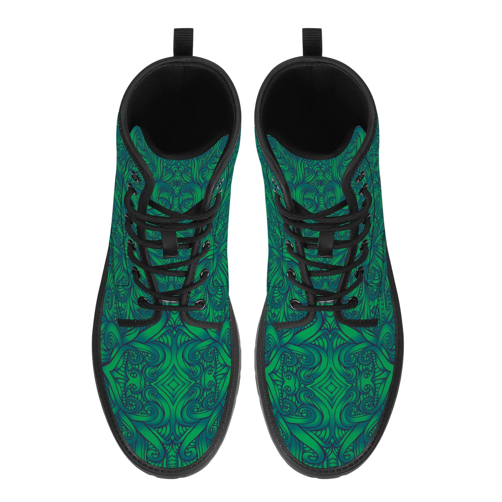 Maori Green Fern Vegan Leather Boots