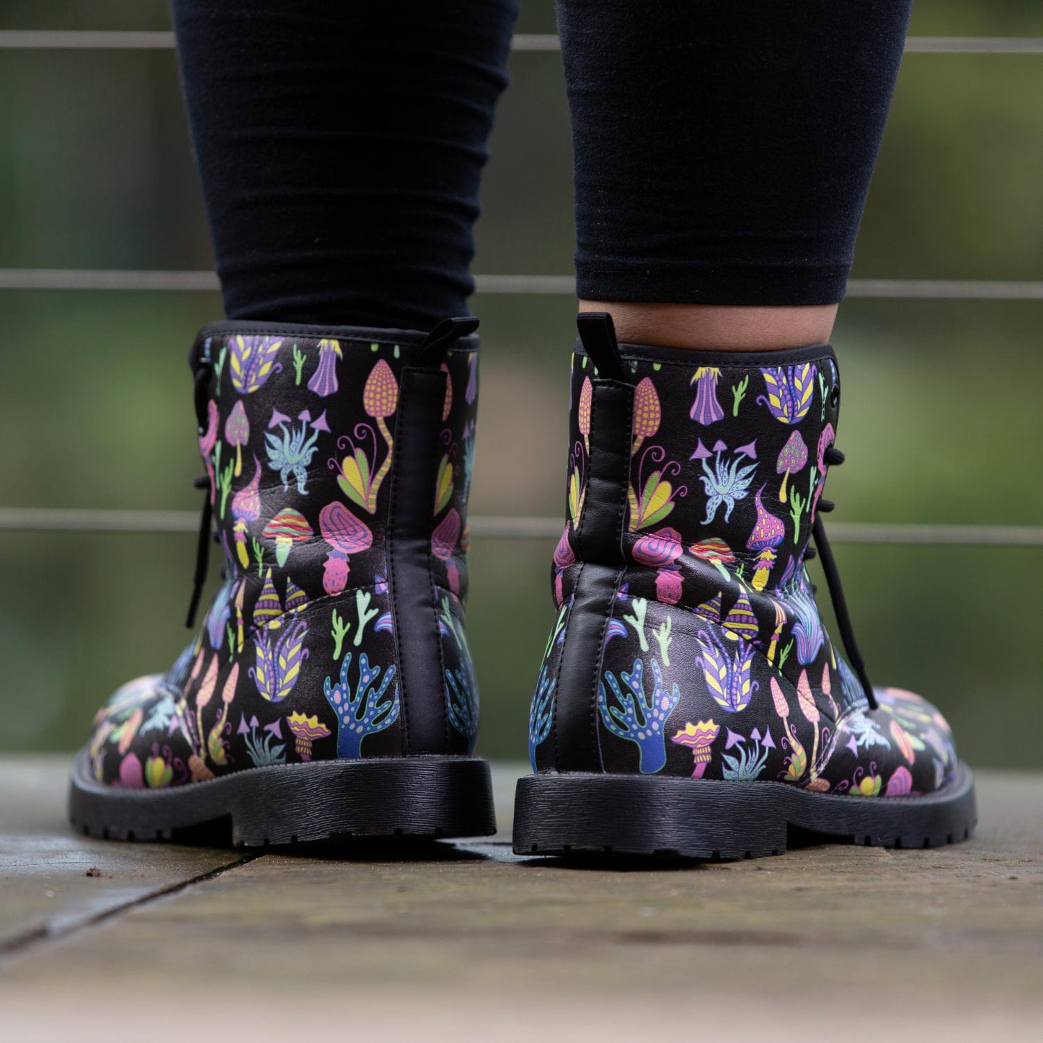 Trippy Mushrooms Vegan Leather Boots