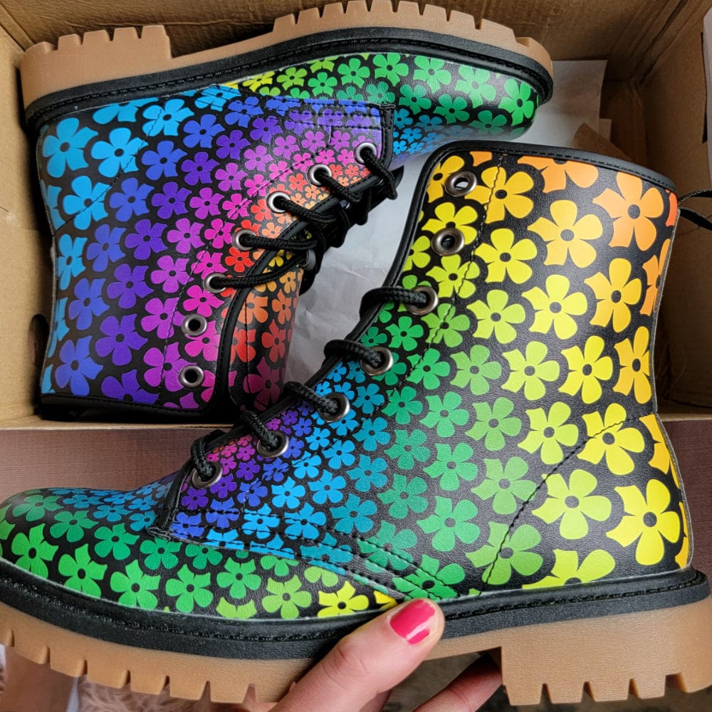 Flower Spiral Combat Boots
