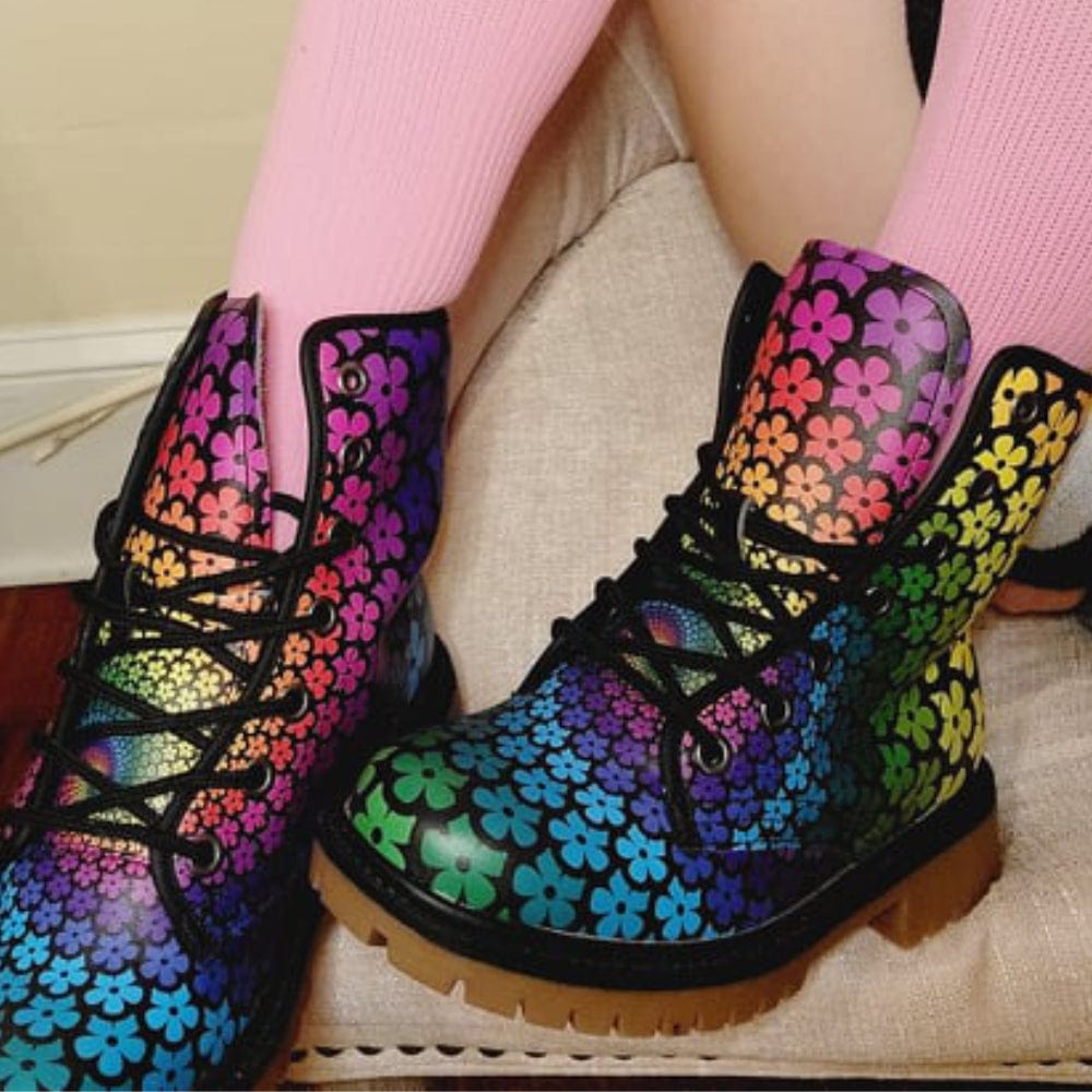 Flower Spiral Combat Boots