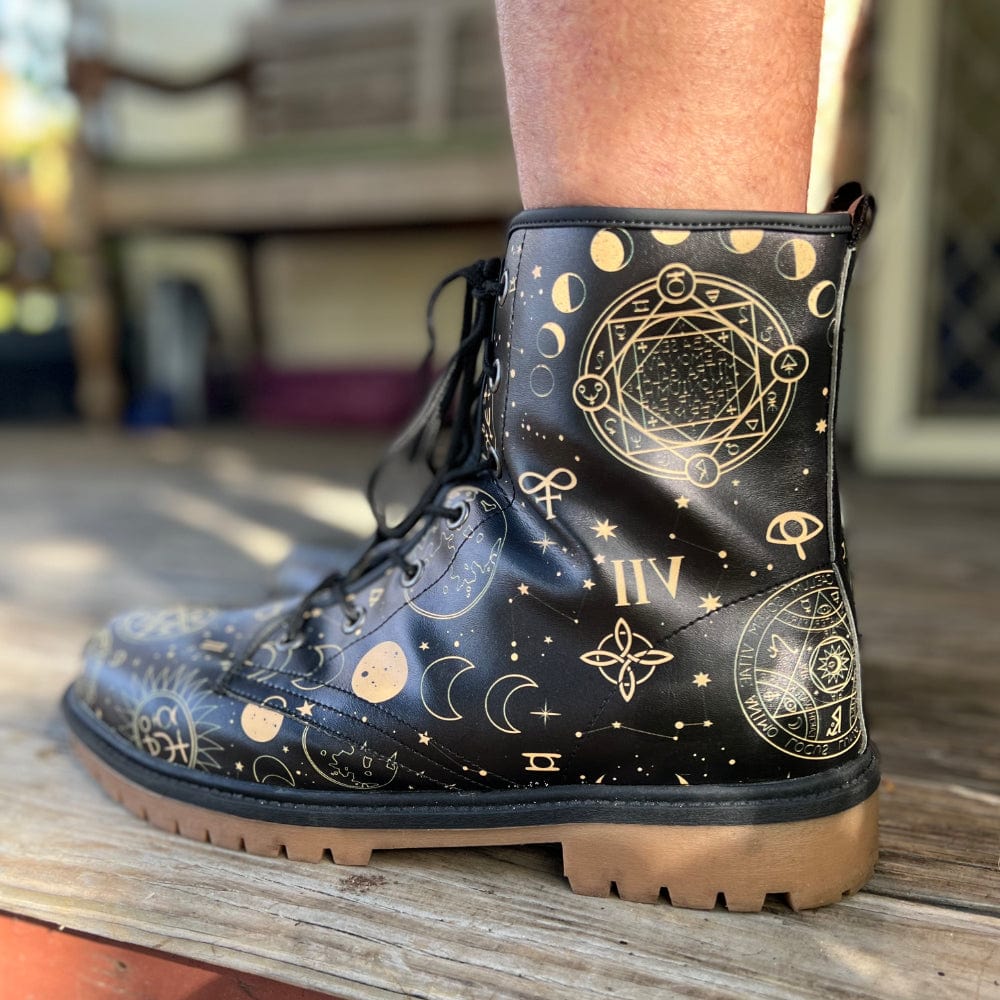 Black And Sand Celestial Combat Boots