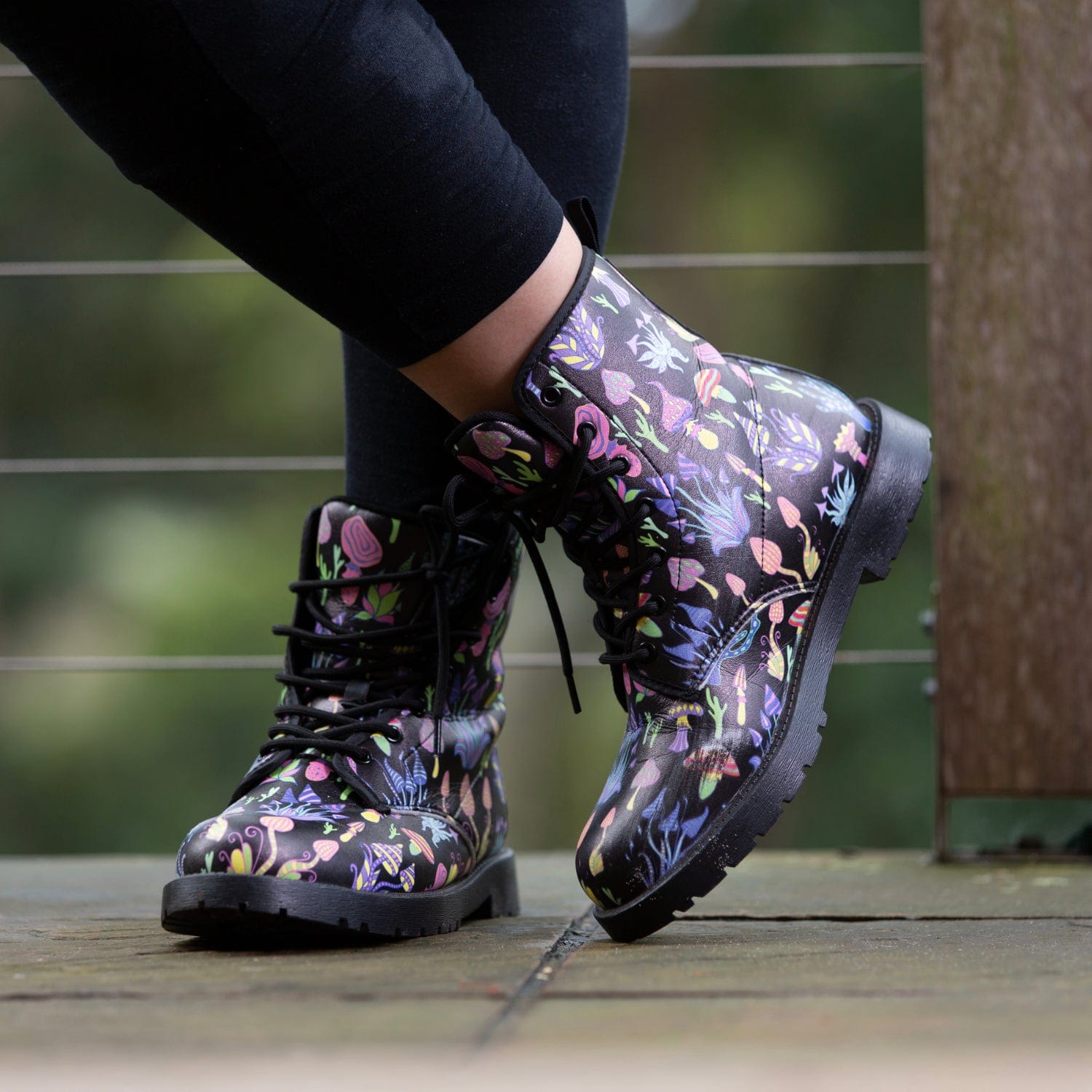 Trippy Mushrooms Vegan Leather Boots