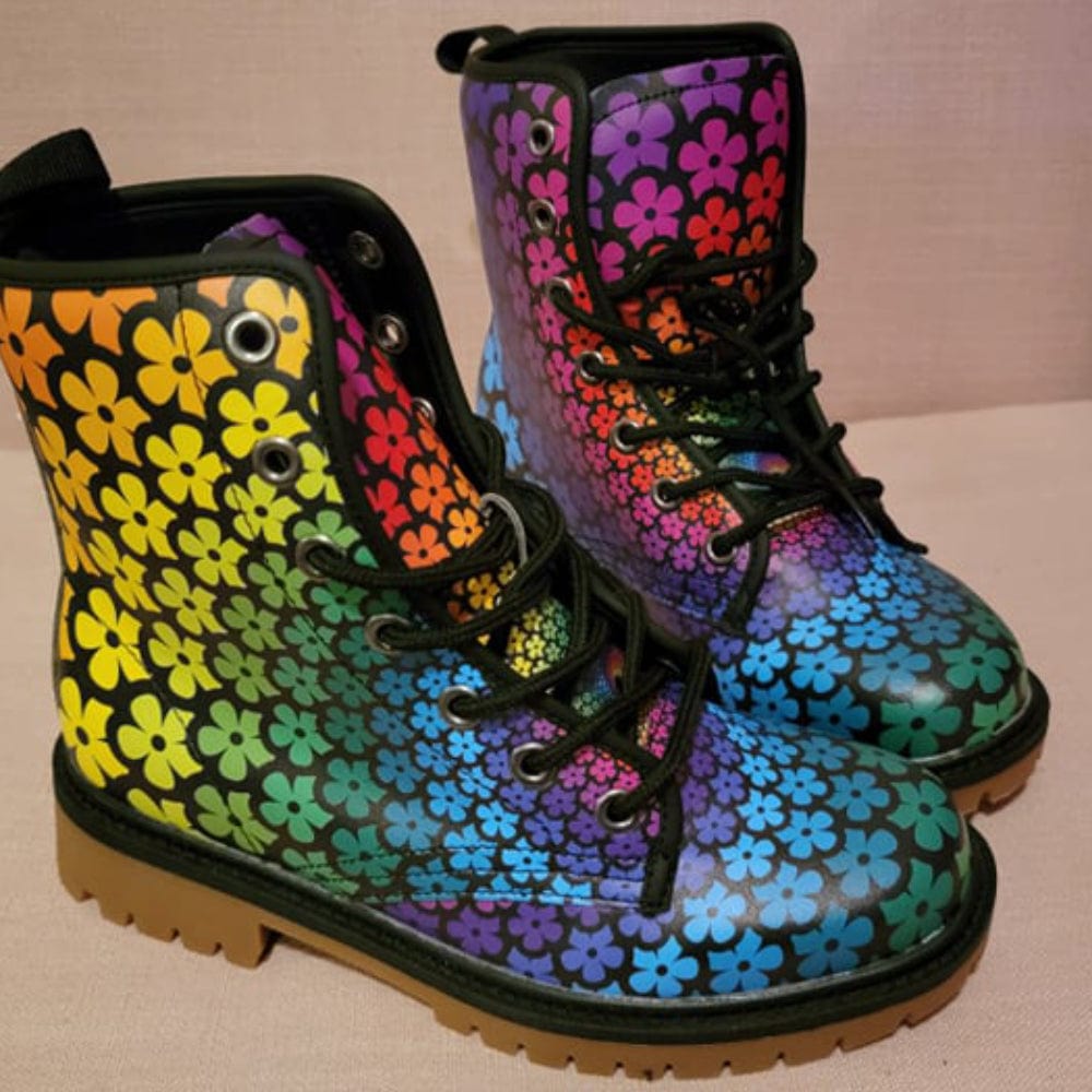 Flower Spiral Combat Boots
