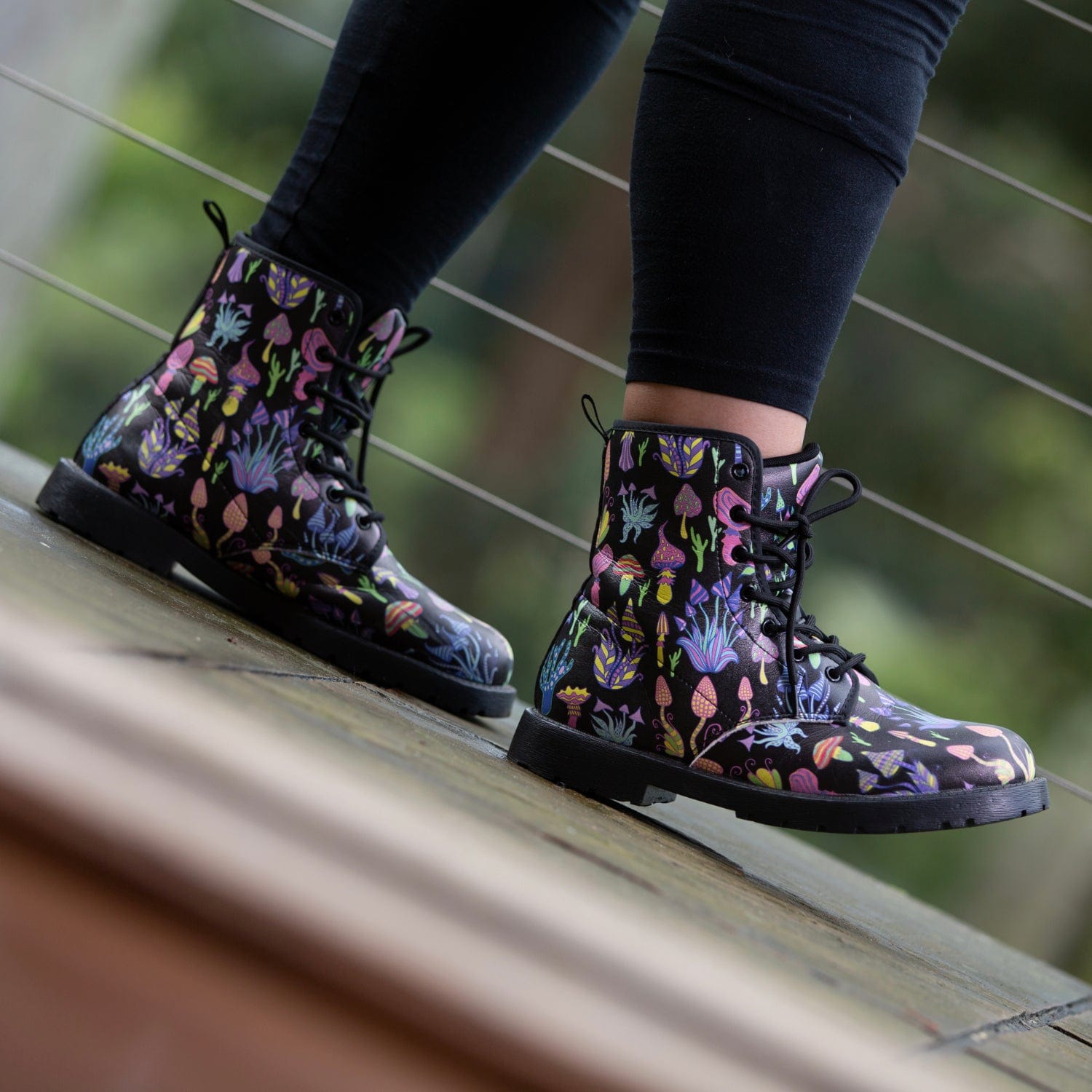 Trippy Mushrooms Vegan Leather Boots
