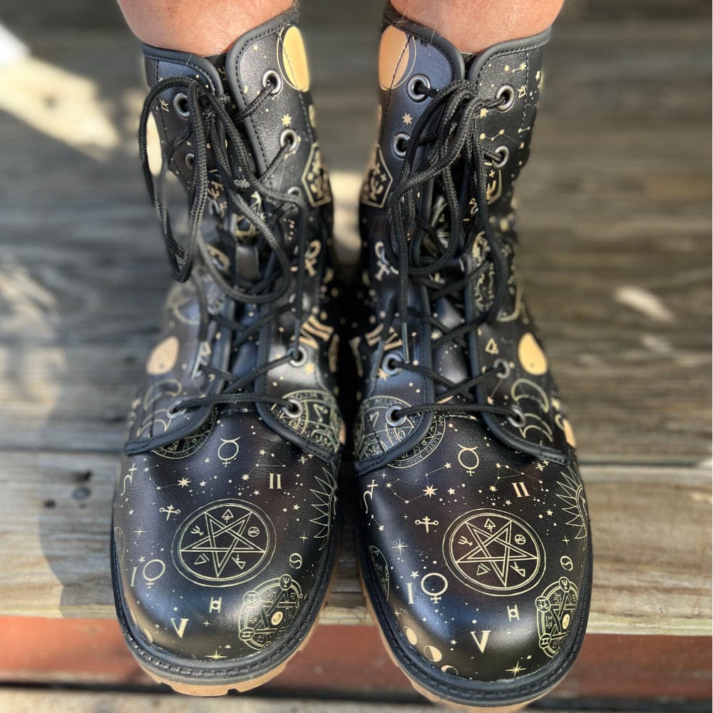 Black And Sand Celestial Combat Boots