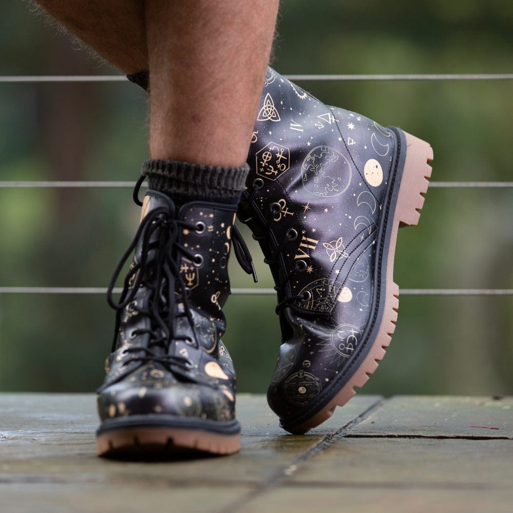 Black And Sand Celestial Combat Boots