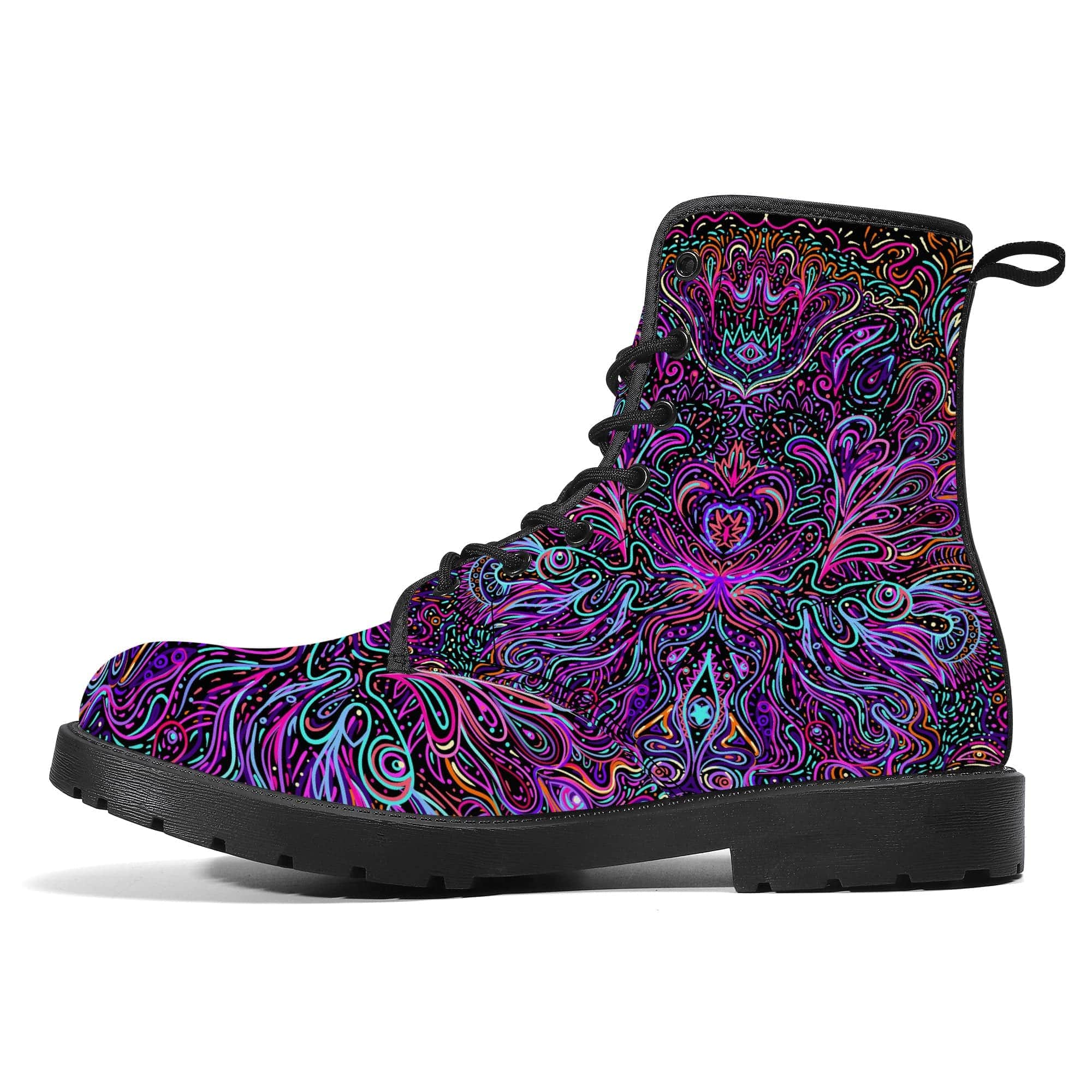 Trippy Psychedelic Purple Pink Vegan Leather Boots