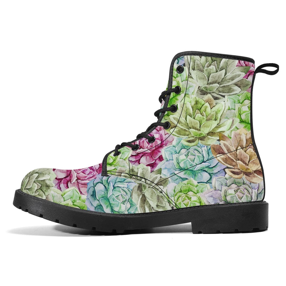 Multicolour Succulents Vegan Leather Boots