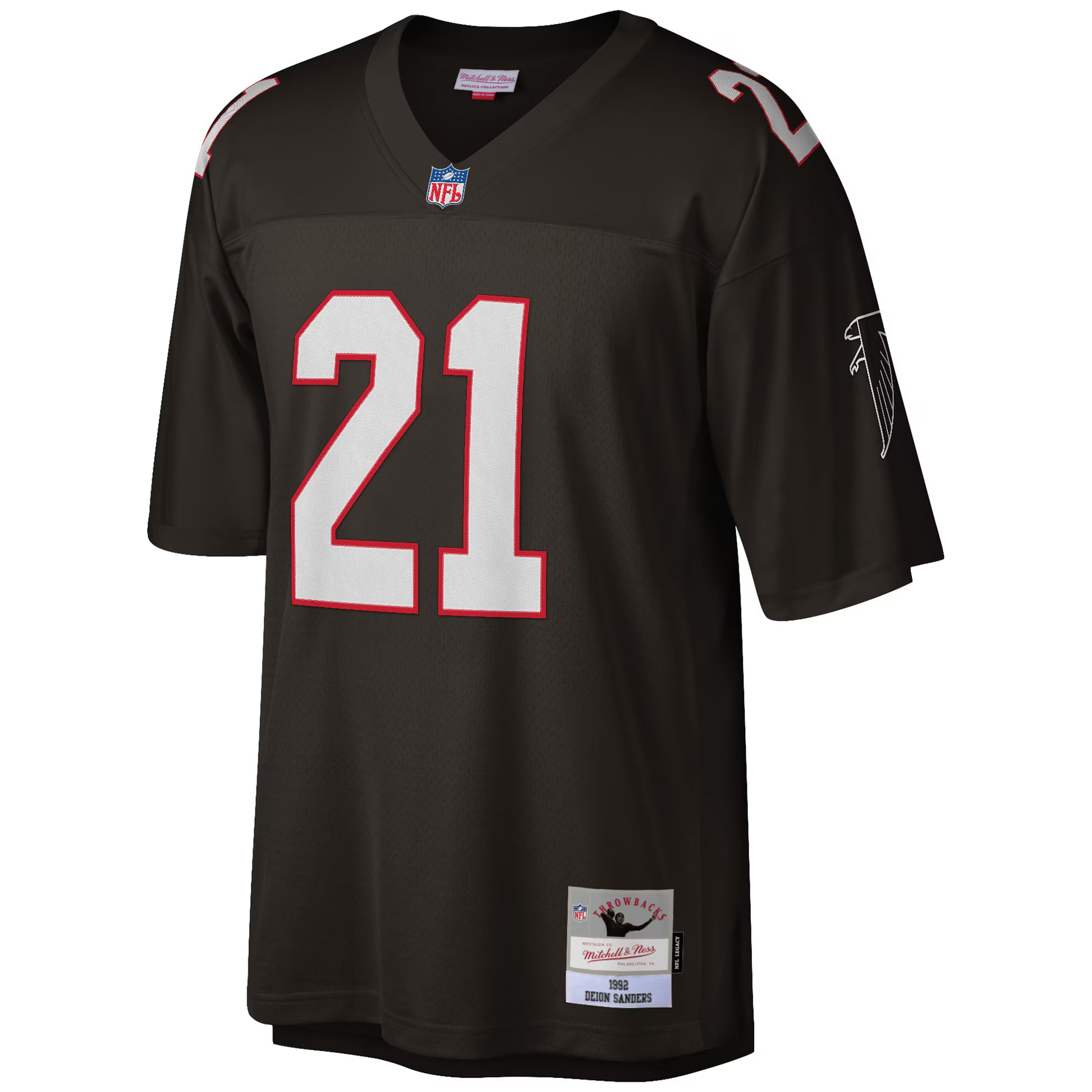 Deion Sanders Atlanta Falcons Mitchell &amp; Ness Big &amp; Tall 1992 Retired Player Replica Jersey - Black