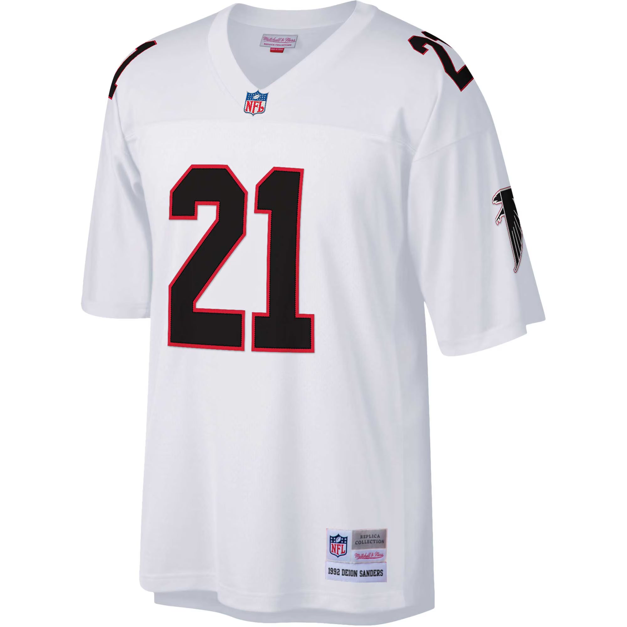 Deion Sanders Atlanta Falcons Mitchell &amp; Ness Big &amp; Tall 1992 Retired Player Replica Jersey - White