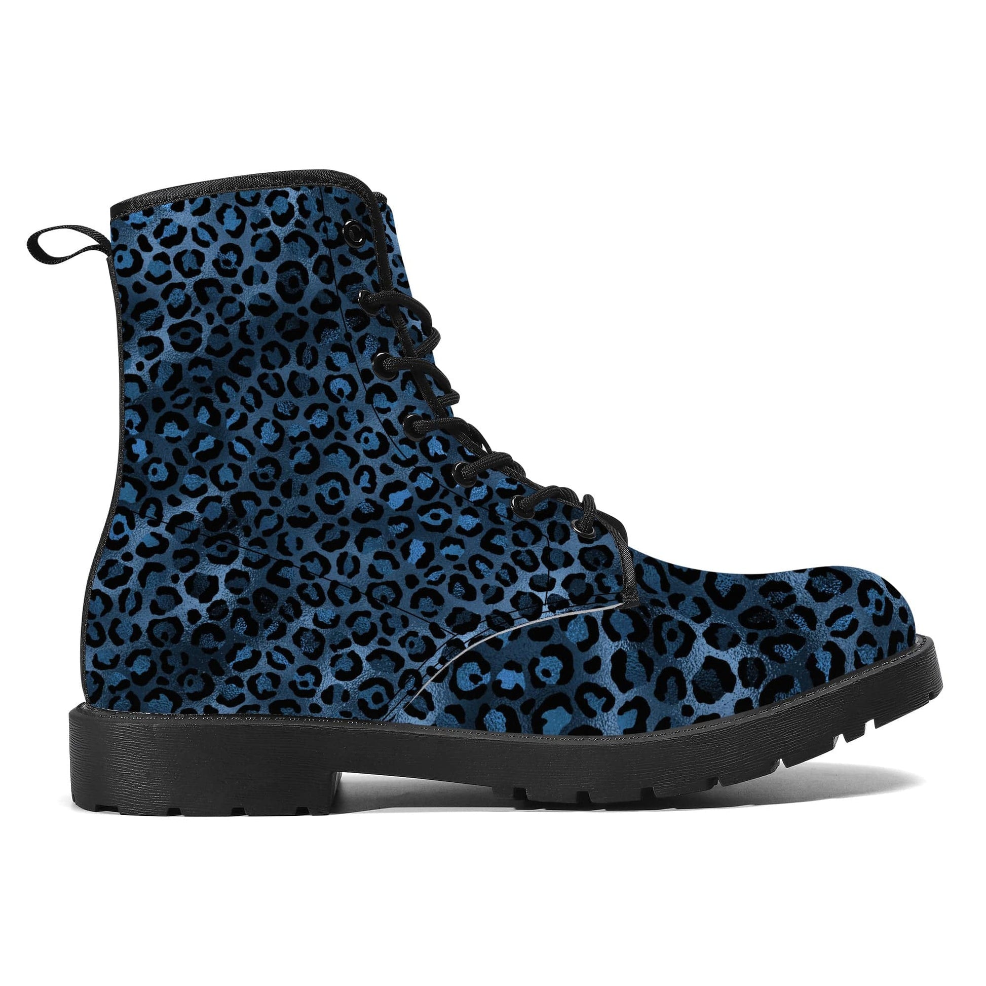 Blue Cheetah Vegan Leather Boots