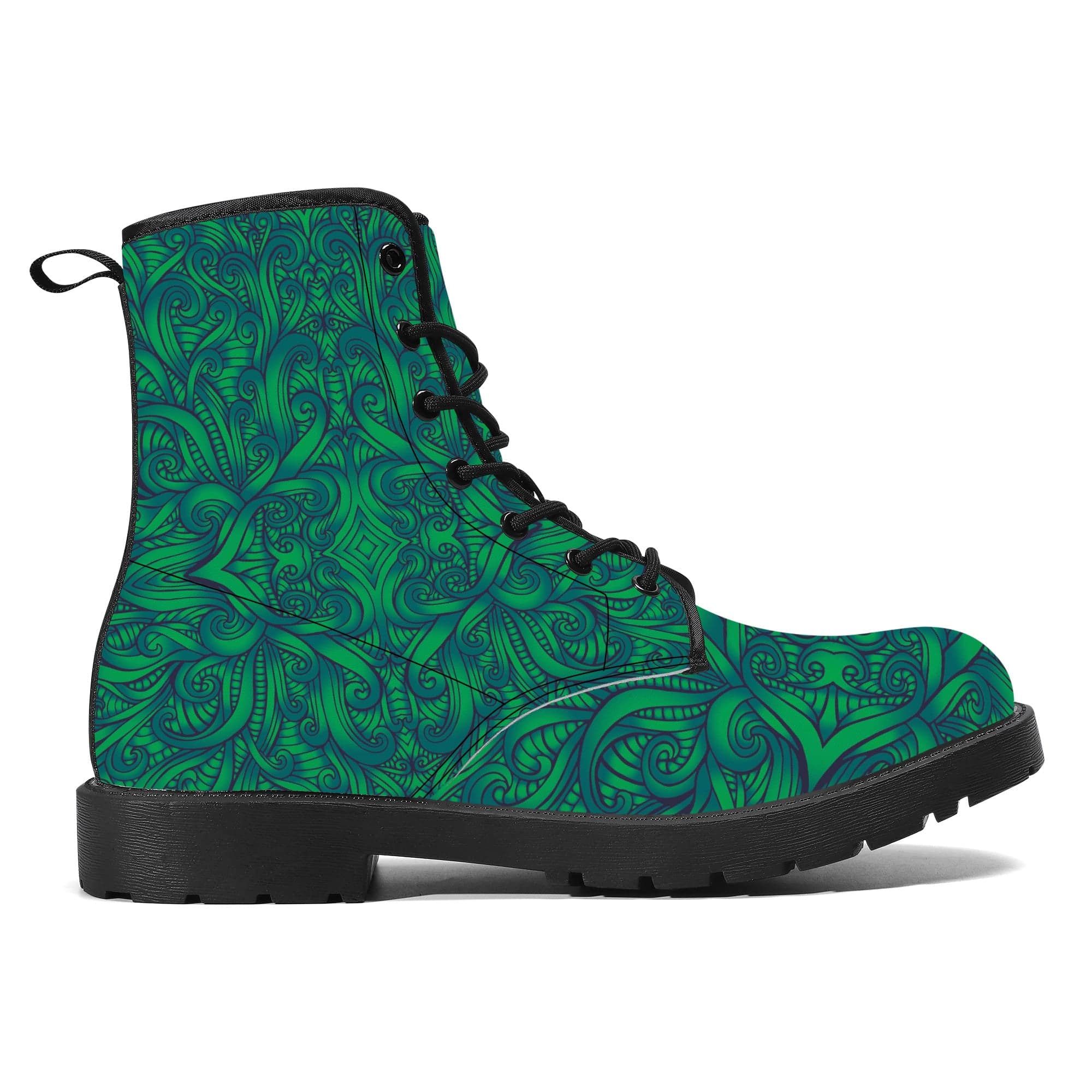 Maori Green Fern Vegan Leather Boots
