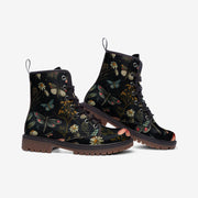 Forest Witch Boots, Goblincore Boots, Wildflowers & Butterflies Boots, Vegan Combat Boots, Witchcore, Naturecore Dragonflies Flowers Boots,