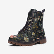 Forest Witch Boots, Goblincore Boots, Wildflowers & Butterflies Boots, Vegan Combat Boots, Witchcore, Naturecore Dragonflies Flowers Boots,