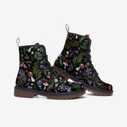 Forestcore Boots, Woodland Mushrooms Combat Boot, Vegan Combat Boots, Witchcore Festival Club Boot, Faecore Mushroom Butterly Print Boots,