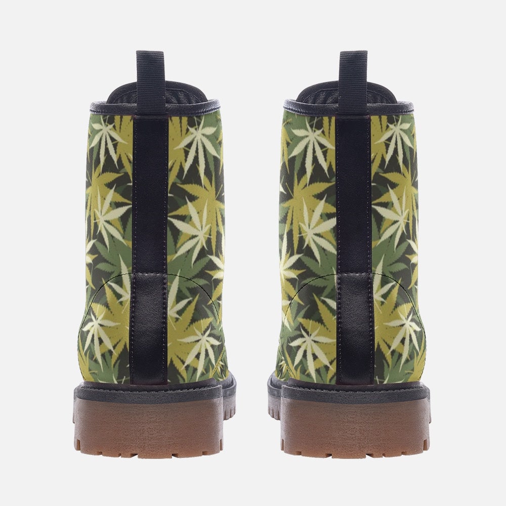 Weed Leaf Camo Boots | Hippie Boots | Hippie Gifts for Her and Him | Stoner Gifts for Her