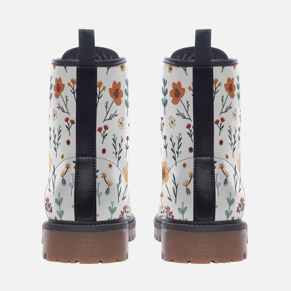 Floral Boho Boots: Lightweight Faux Leather, Wide Fit