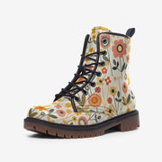 60s Floral Faux Leather Boots: Retro Hippie Style