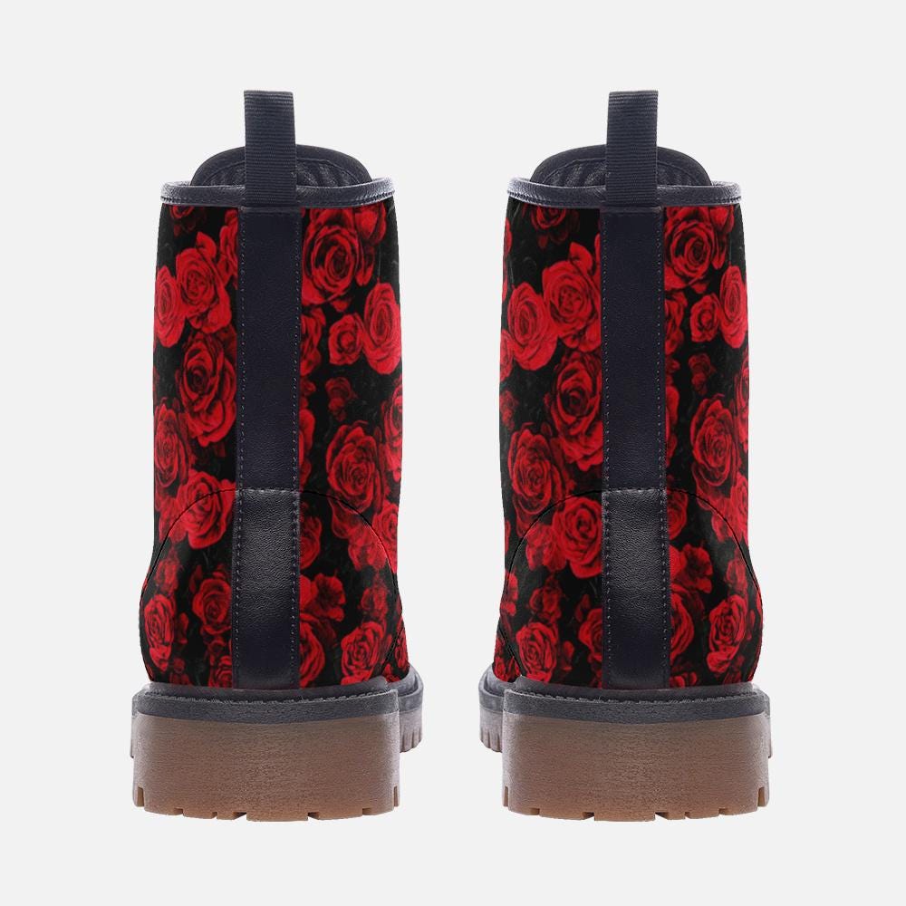 Vintage Floral Boots Vintage Floral Combat Boots Flower Boots Casual Vegan Leather Lightweight Boots Floral Combat Boots