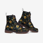 Floral Boots Floral Combat Boots Boho Flowers Boots Casual Leather Lightweight boots