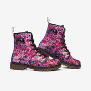 Pretty in Pink Combat Shoes Girly Pink Shoes Pink Boots Casual Vegan Leather Lightweight Boots