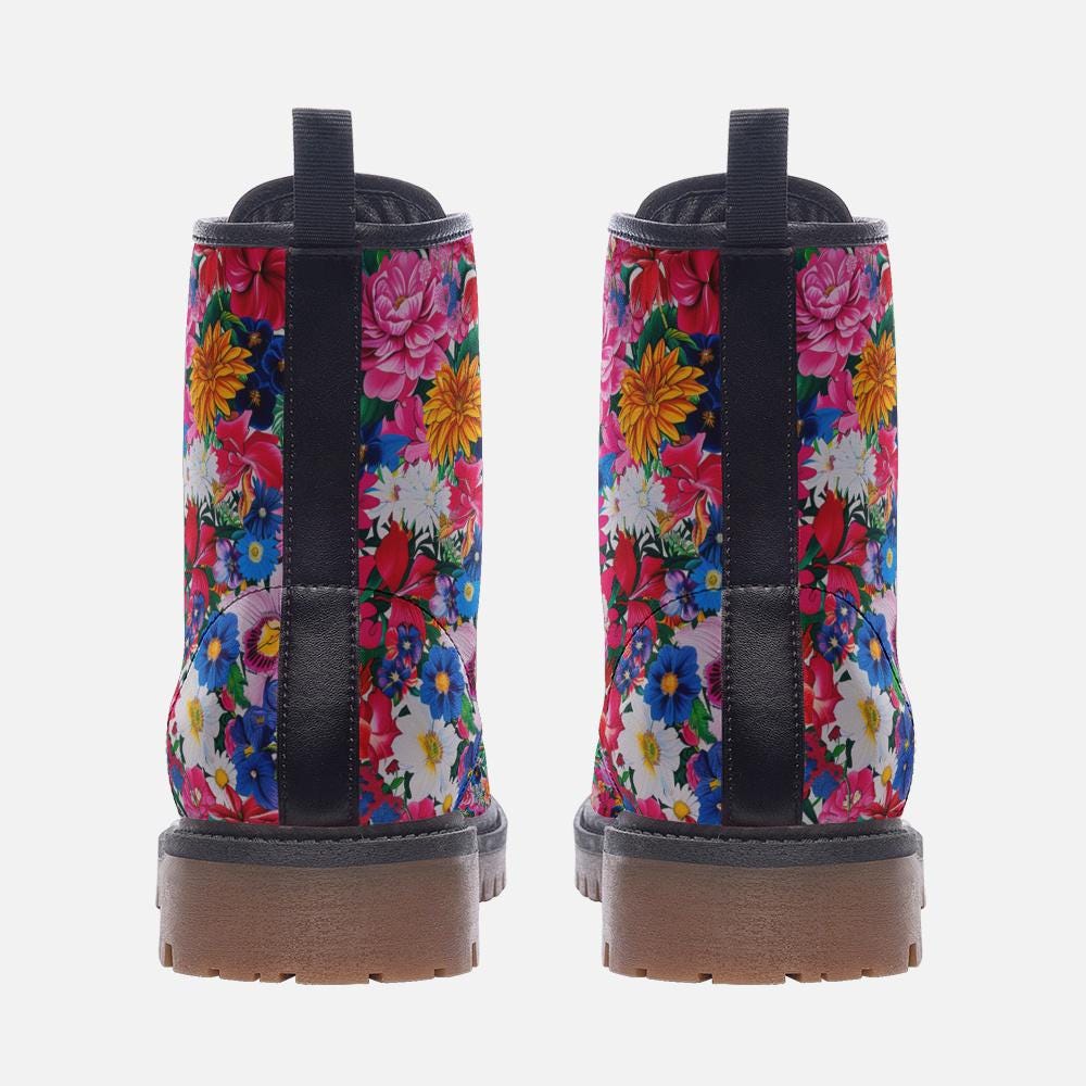 Colorful Floral Boots Flower Combat Boots Flower Boots