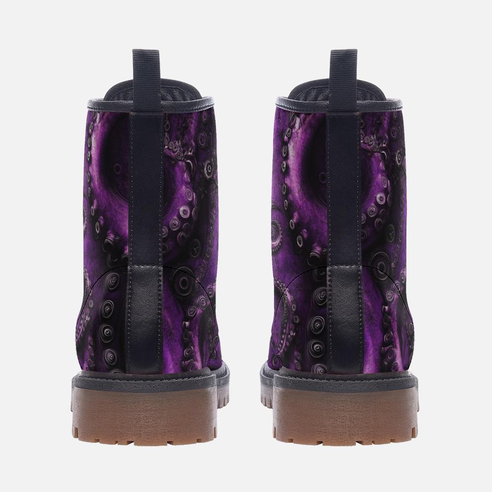 Octopus Boots Purple Octopus Boots Vegan Leather Boots Scuba Diver Boots Gothic Boots Combat Boots Casual Leather Lightweight boots MT