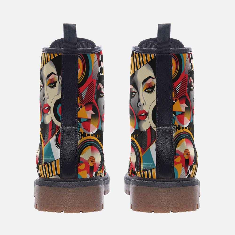 Retro Pop Art Boots Retro Combat Boots Retro Casual Vegan Leather Lightweight boots