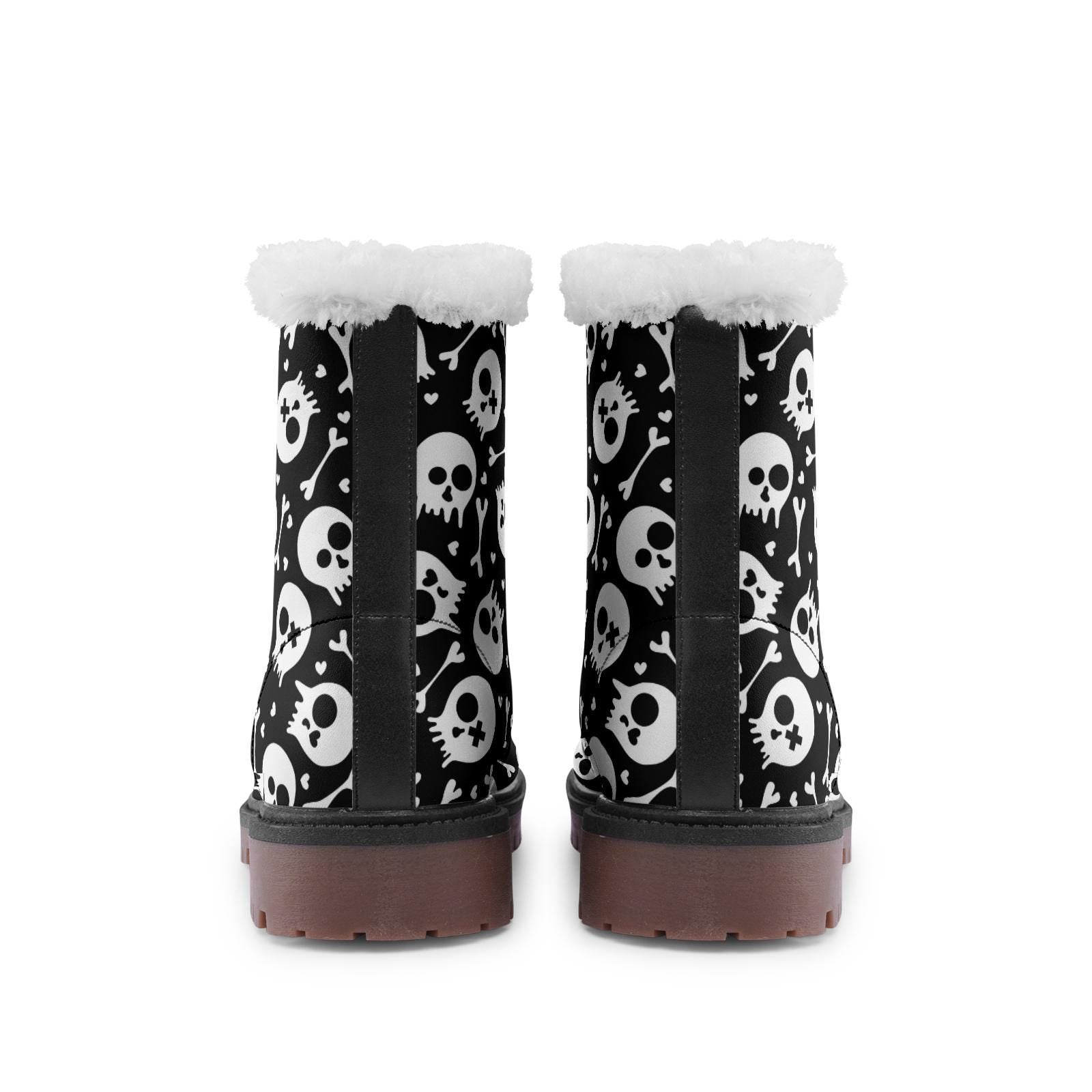 Skulls and Crossbones Lace Up Winter Boots Fashion Comfort Chukka Boots