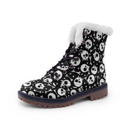 Skulls and Crossbones Lace Up Winter Boots Fashion Comfort Chukka Boots