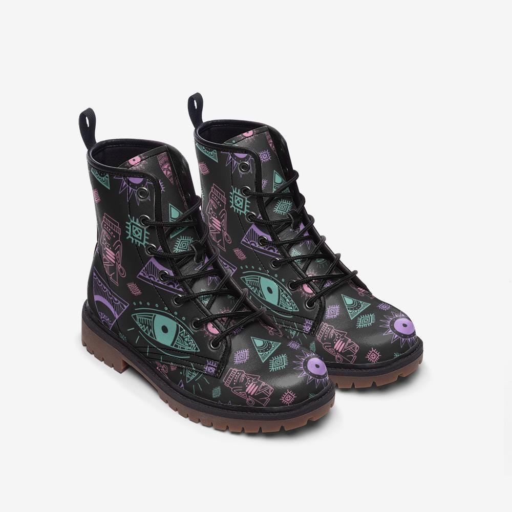 Tribal Print Casual Vegan Leather Lightweight boots MT