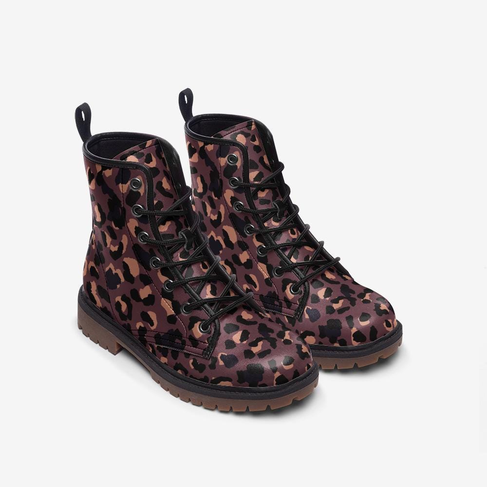 Purple Leopard Casual Vegan Leather Lightweight boots MT