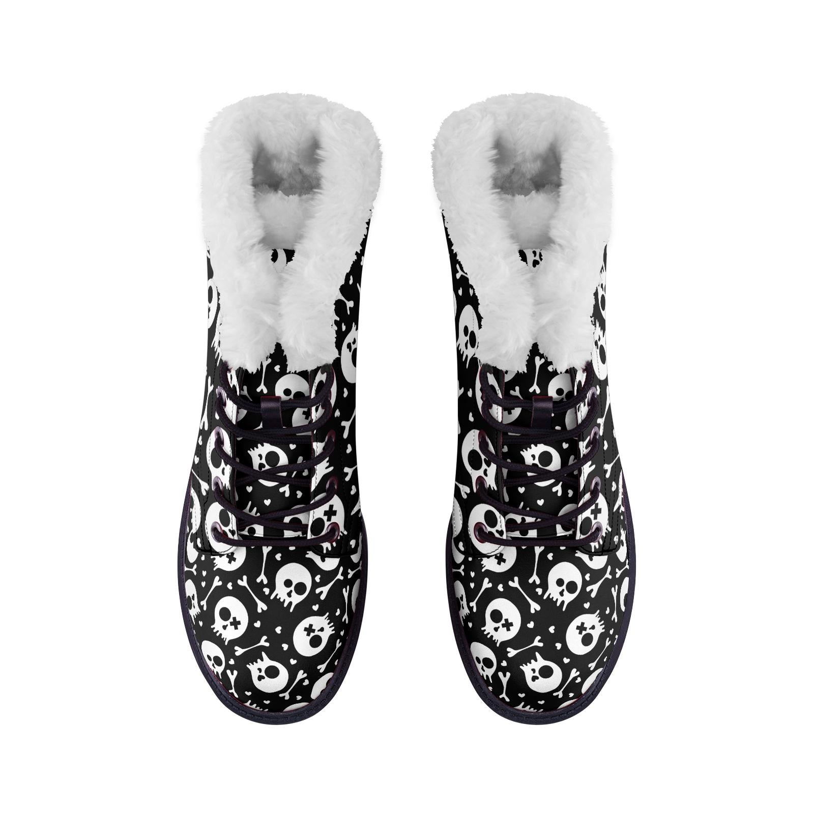 Skulls and Crossbones Lace Up Winter Boots Fashion Comfort Chukka Boots