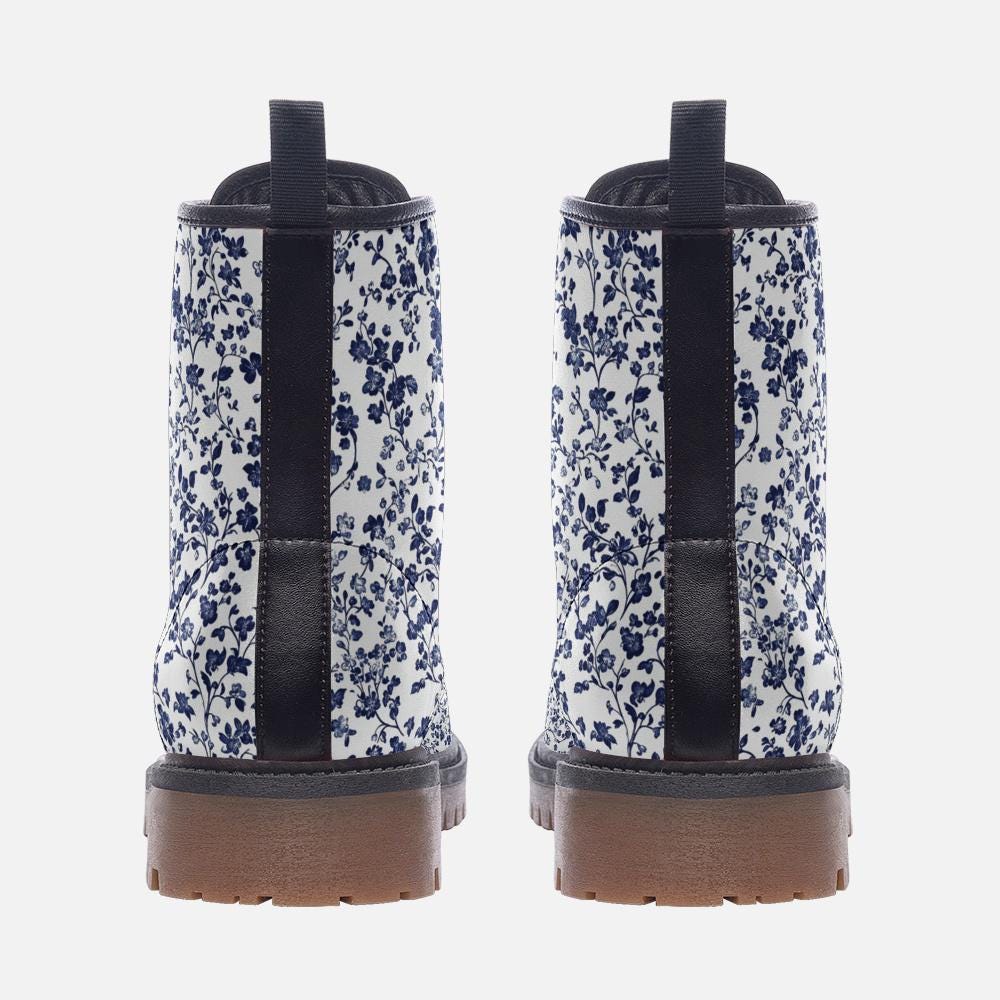 French Floral Boots Toile de Jouy Boots Boho Floral Casual Leather Lightweight boots MT
