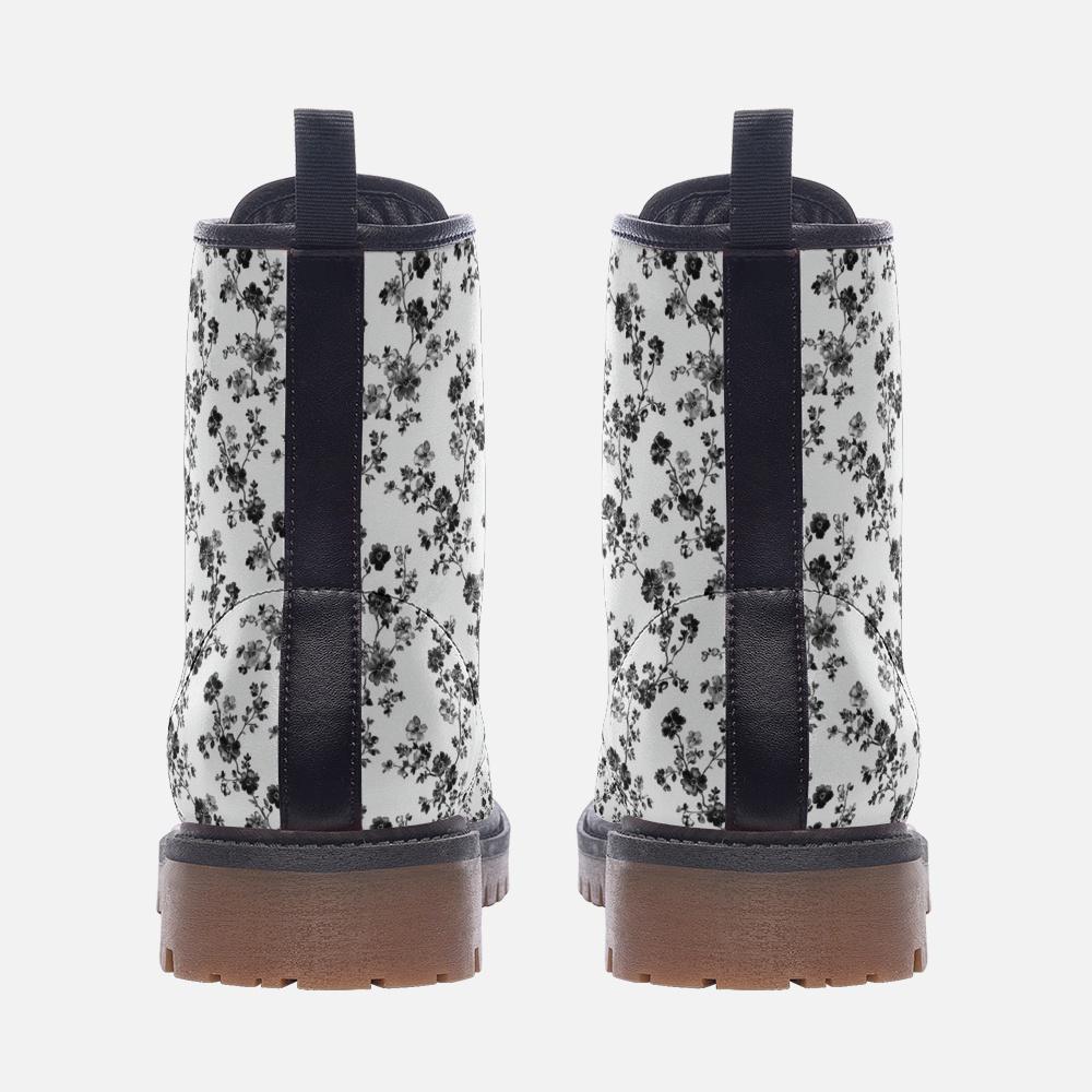 French Floral Boots Toile de Jouy Boots Boho Flora Combat Boots Casual Leather Lightweight boots MT