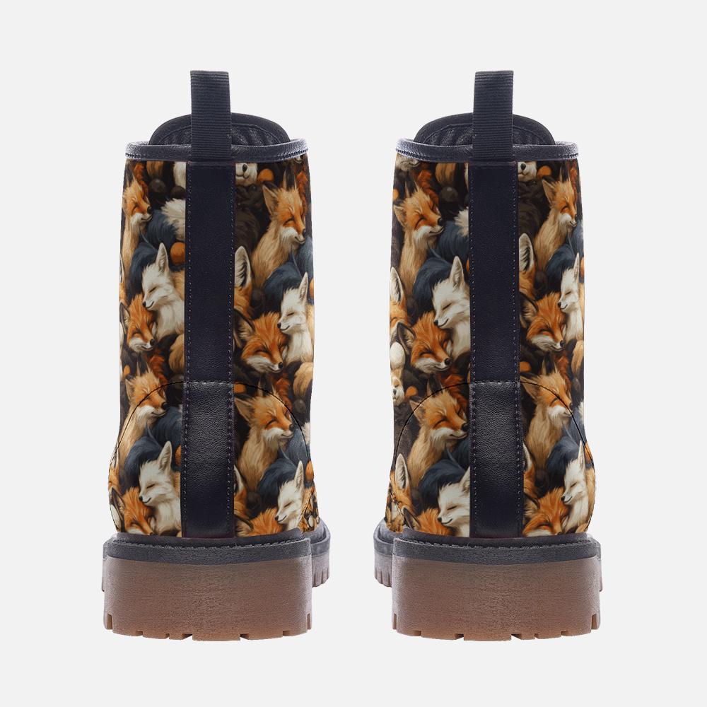 Cute Fox Combat Boots Cute Fox Lover Boots Fox Casual Leather Lightweight boots MT