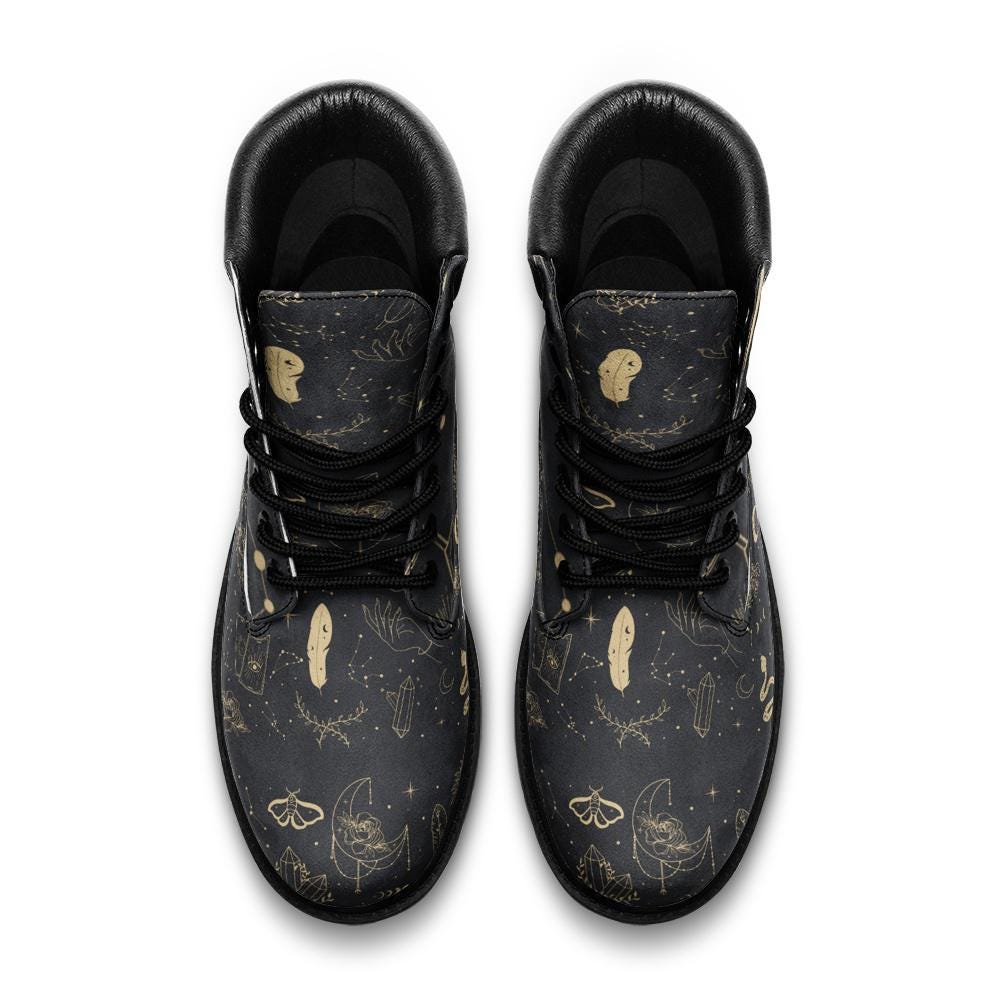 Vegan Leather Astrology/Zodiac Pattern Lightweight boots