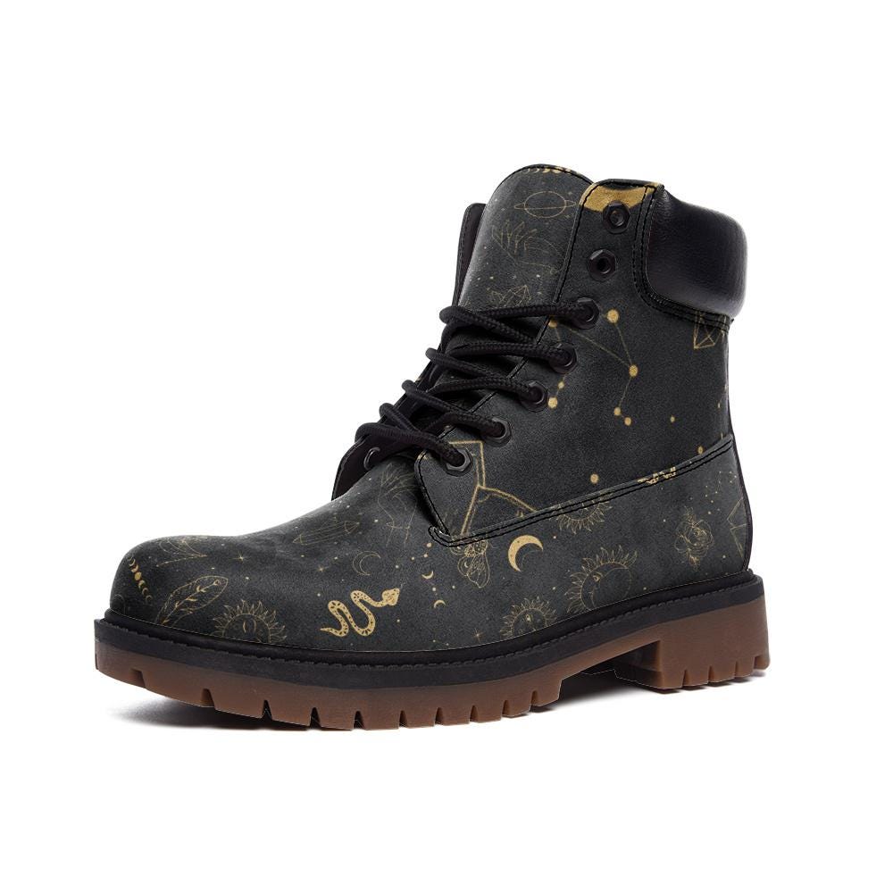 Vegan Leather Astrology/Zodiac Pattern Lightweight boots