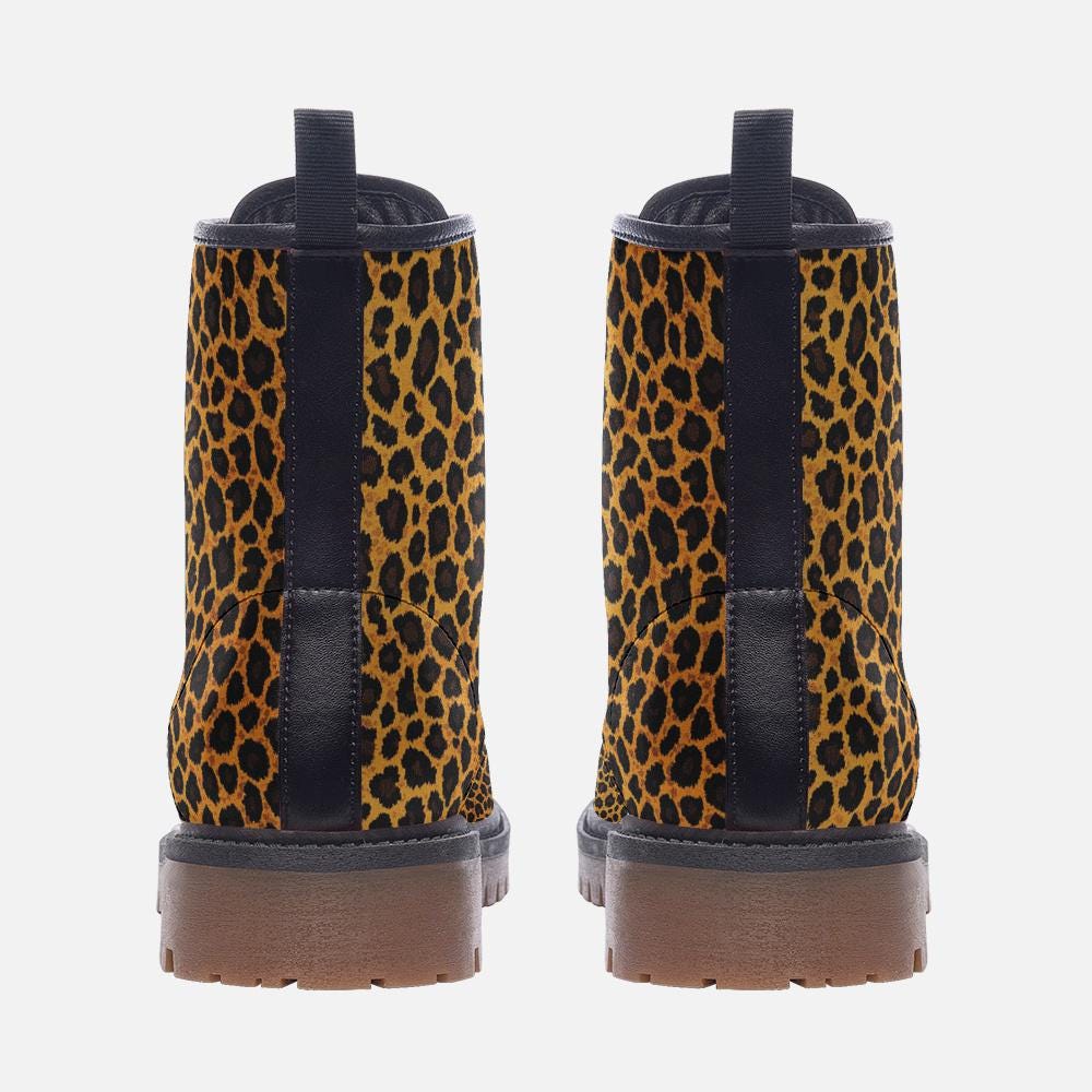 Leopard Print Boots Animal Print Combat Boots Leopard Print Casual Leather Lightweight boots MT