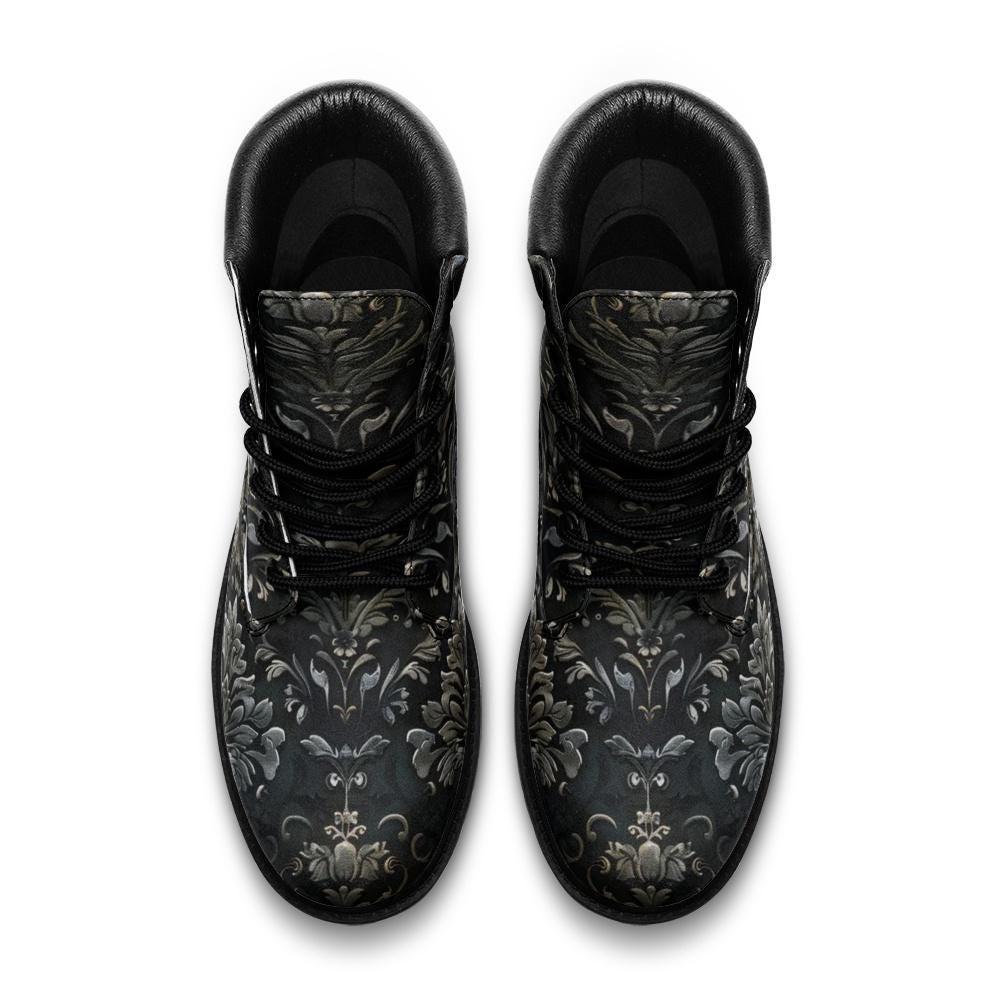 Custom Gothic Damask Vegan Leather Boots