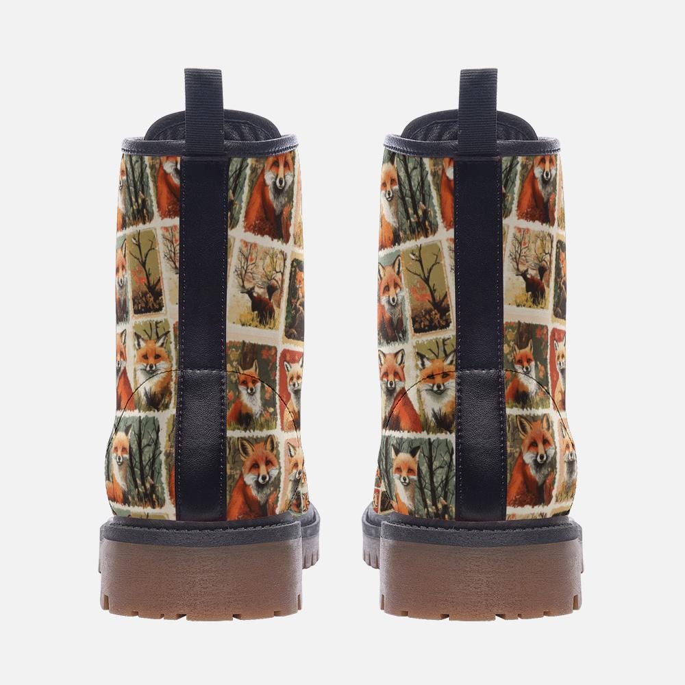 Cute Fox Boots Cute Fox Combat Boots Fox Lover Boots Fox Casual Leather Lightweight boots MT