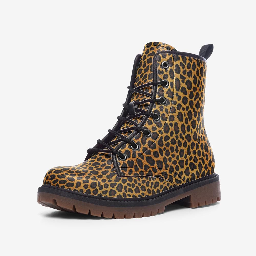 Leopard Print Boots Animal Print Combat Boots Leopard Print Casual Leather Lightweight boots MT