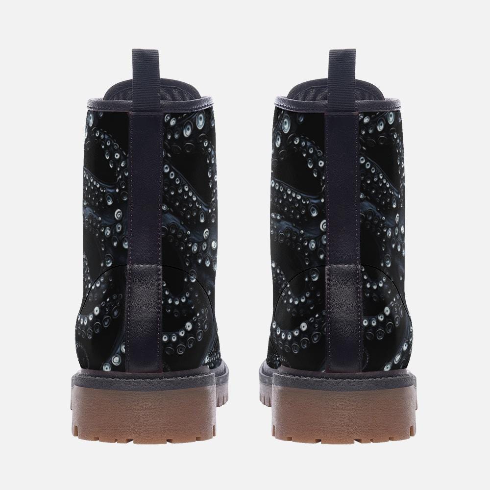 Octopus Boots Black Octopus Boots Vegan Leather Boots Scuba Diver Boots Gothic Boots Combat Boots Casual Leather Lightweight boots MT