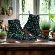 Deep Forest Vines Vegan Combat Boots, Dark Witchy Botanical Boots, Nature Witch Aesthetic, Forestcore Fairy Grunge Boots, Ren Faire Boots