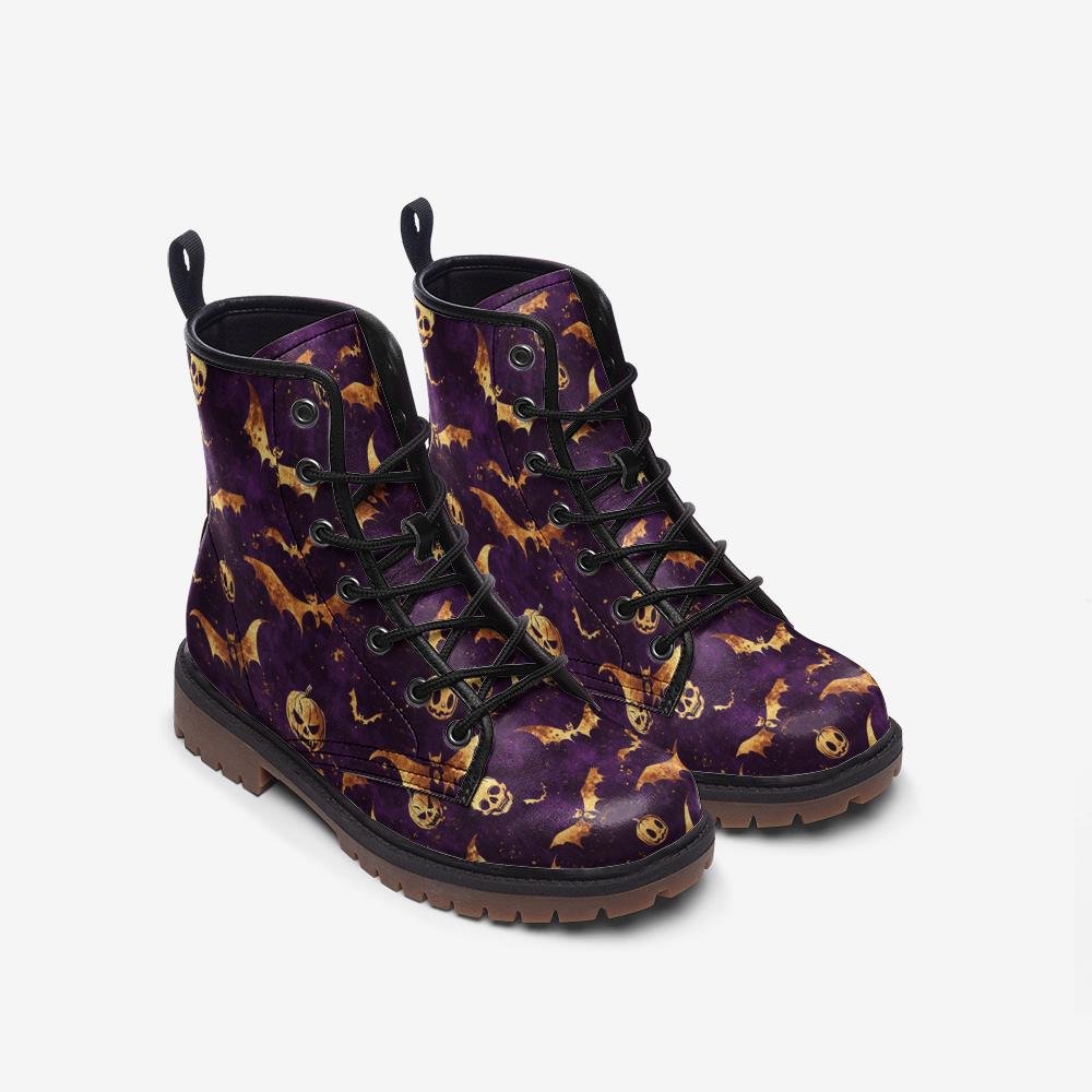 Purple Halloween Vegan Leather Combat boots