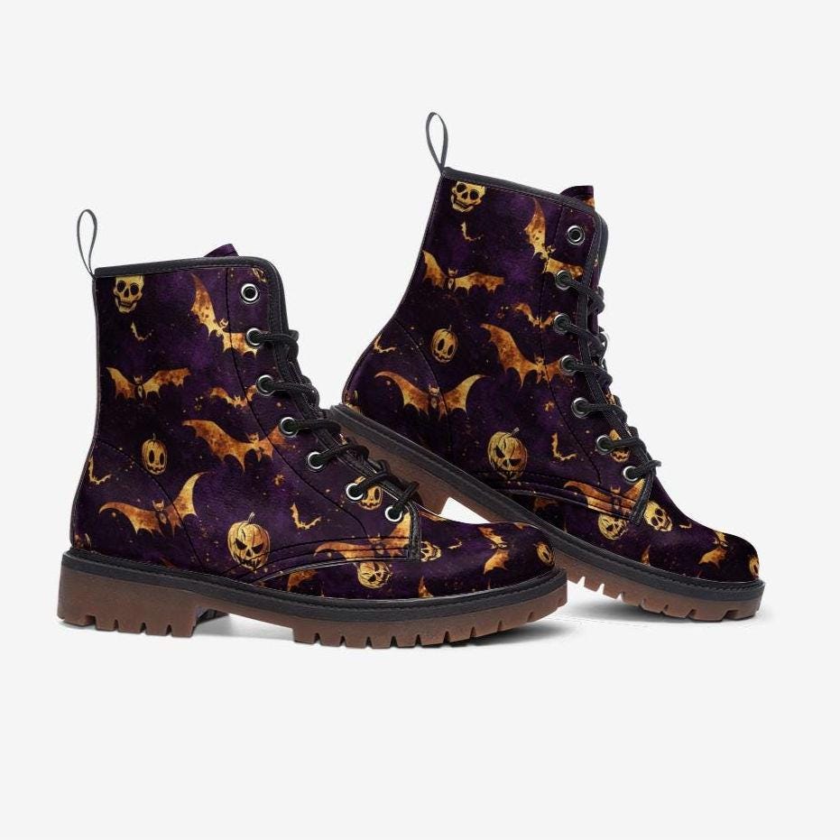 Purple Halloween Vegan Leather Combat boots