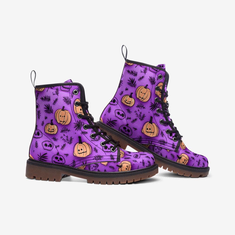 Purple Halloween Vegan Leather Lightweight lace up boots