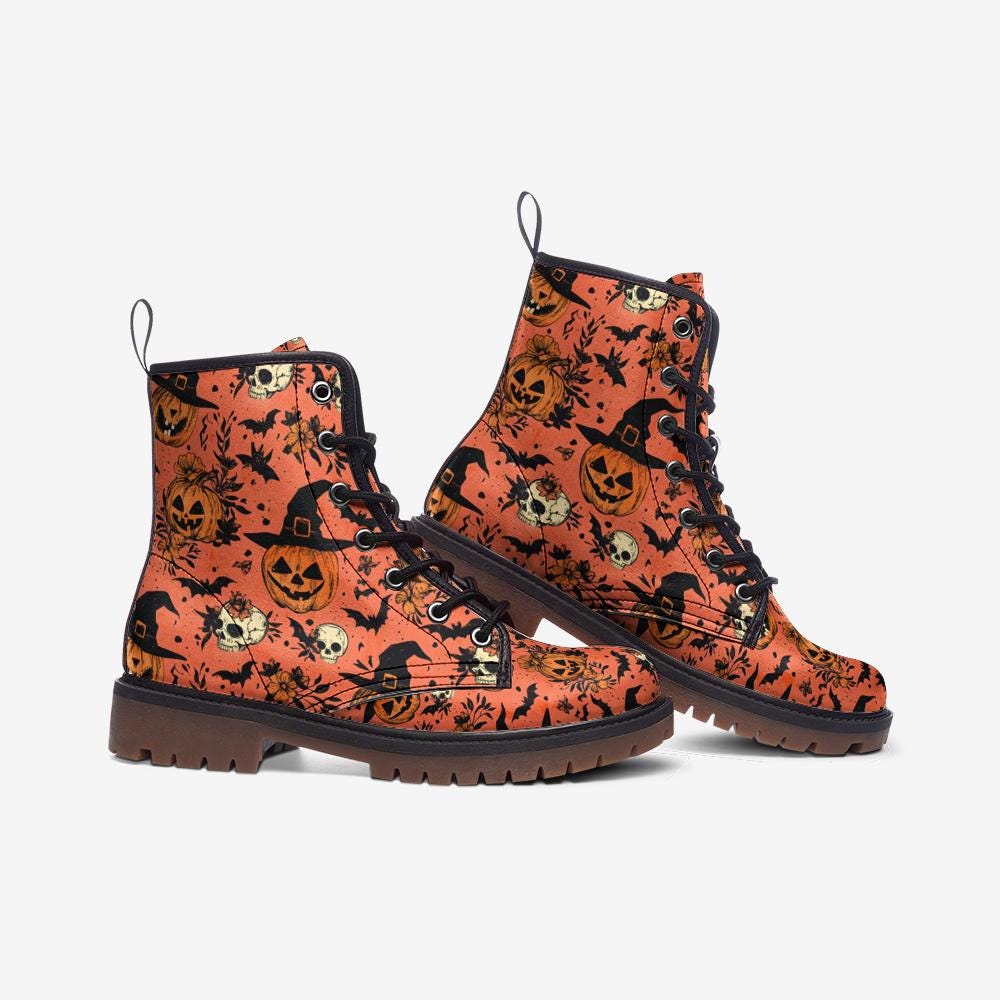 Halloween Vegan Leather Lightweight combat boots