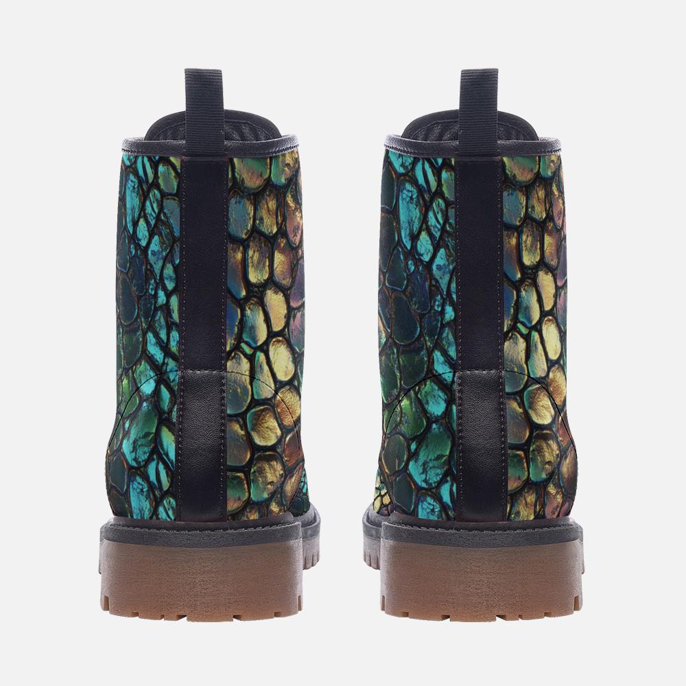 Rainbow Reptilian Metallic Vegan Leather Lightweight boots
